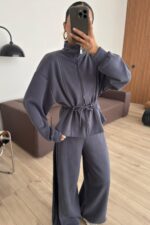 Beli Ayarlanabilir Hırka Pantolon Takım Antrasit - Görsel 3