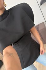 İkili Polerolu Straplez Bluz Siyah - Görsel 3