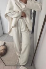 Çizgili Şallı Ceket Pantolon Takım Ekru - Görsel 6