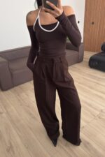 Msn Palazzo Pantolon Kahverengi - Görsel 2