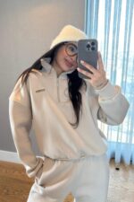 Ravel Fermuarlı Detay Eşofman Takım Kemik - Görsel 2