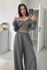 İçi Dantel Bralet Eşofman Takım Antrasit - Görsel 2