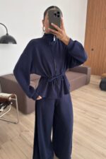 Beli Ayarlanabilir Hırka Pantolon Takım Lacivert - Görsel 3