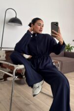 Beli Ayarlanabilir Hırka Pantolon Takım Lacivert