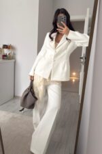 Lona Yanları Büzgülü Blazer Ceket Ekru - Görsel 2