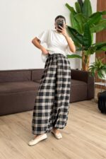 Jolene Ekose Şalvar Pantolon Antrasit - Görsel 2