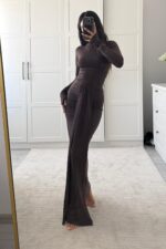 Tasarım Soft Touch Etek Takım Kahverengi