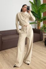 Omzu Drapeli Tasarım Takım Bej