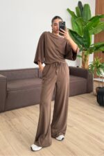 Hank Yarasa Kol Tişört Pantolon Takım Kahverengi