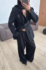 Aksesuar Şallı Ceket Pantolon Takım Siyah - Görsel 3