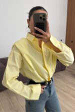 Gizli Düğmeli Vatkalı Gömlek Sarı - Görsel 3