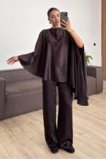 Eros Saten Tasarım Takım Acı Kahve