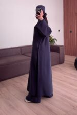 Tasarım Tunik Şallı Takım Lacivert - Görsel 5