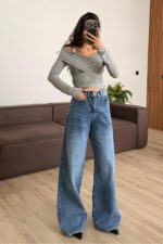 Shely Geniş Paça Mavi Jean
