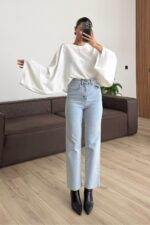 Darly Kesik Paça Straight Buz Mavi Jean