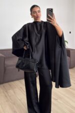 Eros Saten Tasarım Takım Siyah - Görsel 2