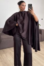 Eros Saten Tasarım Takım Acı Kahve - Görsel 2