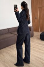 Dikişli Çımalı Pantolon Denim Takım Lacivert - Görsel 3