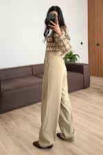 Bou Pileli Palazzo Pantolon Adaçayı yeşil - Görsel 3