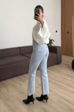 Darly Kesik Paça Straight Buz Mavi Jean - Görsel 4