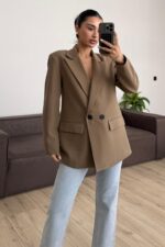 Md Keten Blazer Ceket Toprak