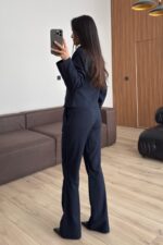 Çizgili Fermuarlı Ceket Pantolon Takım Lacivert - Görsel 3