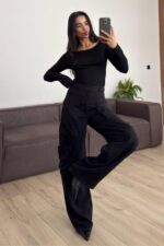 Fermuarlı Kargo Cepli Pantolon Siyah - Görsel 2