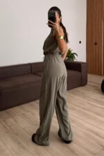 Omuzdan Bağlamalı Halter Yaka Takım Haki - Görsel 4