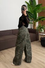 Asker Desenli Beli Bağlamalı Jean - Görsel 4