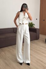 Gk Palazzo Pantolon Ekru