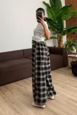 Jolene Ekose Şalvar Pantolon Antrasit - Görsel 5