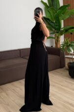 Merlin Bağlamalı Crop Pantolon Takım Siyah - Görsel 4