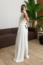 Merlin Bağlamalı Crop Pantolon Takım Ekru - Görsel 4