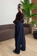 Kahve Çizgili Ballon Jean - Görsel 3