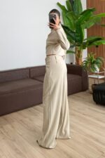 Omzu Drapeli Tasarım Takım Bej - Görsel 4