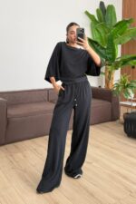 Hank Yarasa Kol Tişört Pantolon Takım Siyah