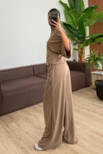 Hank Yarasa Kol Tişört Pantolon Takım Vizon - Görsel 3