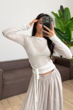 Bağlama Detaylı Bluz Beyaz