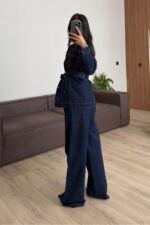 Zımbalı Denim Gömlek Pantolon Takım Lacivert - Görsel 4