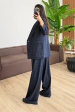 Çizgili Üçlü Takım Lacivert - Görsel 4