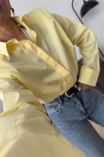 Gizli Düğmeli Vatkalı Gömlek Sarı - Görsel 4