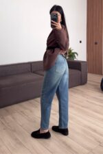 Wesley Mom Mavi Yıkamalı Jean - Görsel 4