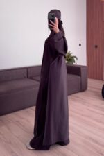 Tasarım Tunik Şallı Takım Kahverengi - Görsel 4