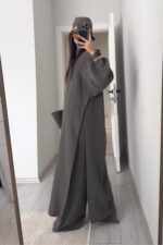 Tasarım Tunik Şallı Takım Haki - Görsel 4