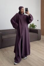 Tasarım Tunik Şallı Takım Mürdüm