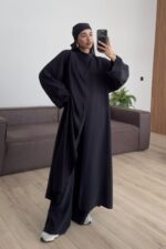 Tasarım Tunik Şallı Takım Siyah