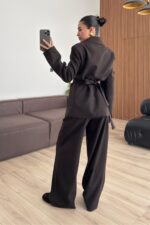 Loyd Beli Bağlamalı Pantolon Takım Kahverengi - Görsel 4