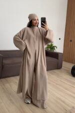 Tasarım Tunik Şallı Takım Bej