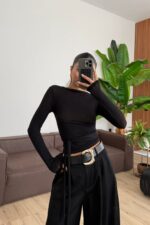 Bağlama Detaylı Bluz Siyah