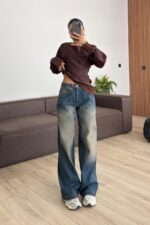 Brandın Baggy Eskitme Mavi Jean